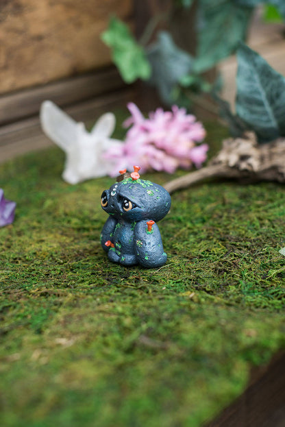 Dark Rock Golem Mish - OOAK collectible handmade polymer clay art toy gift