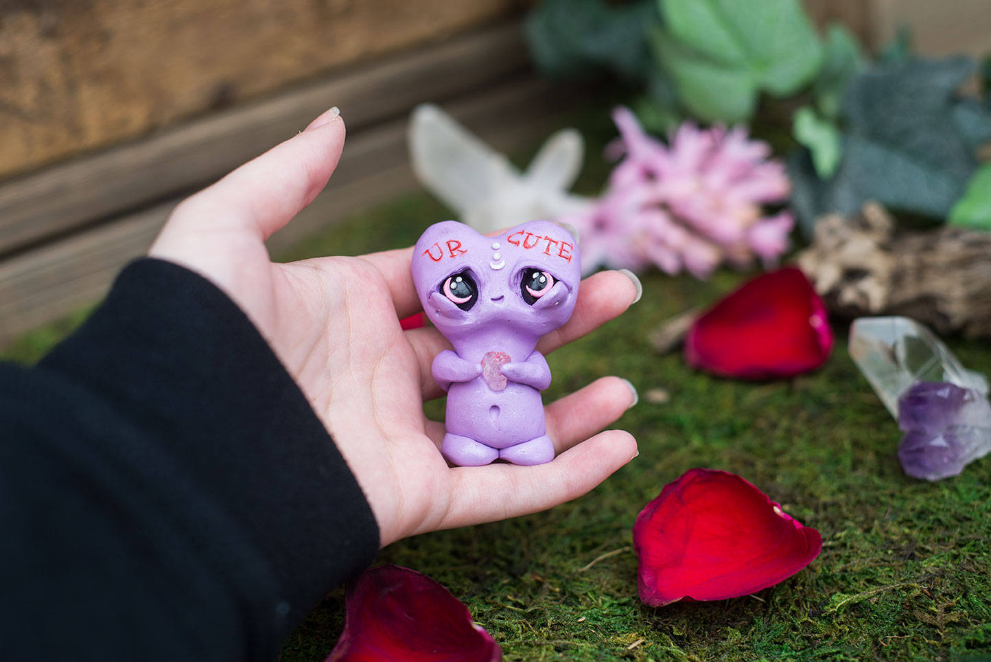 SALE!!! U R Cute Conversation Heart Mish - OOAK collectible handmade polymer clay art toy gift