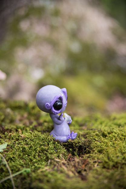 Purple Alien Mish w/ black agate eyes & fluorite #142