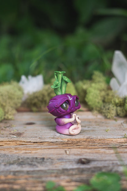 Turnip Mish with Labradorite Eyes & Fluorite Crystal