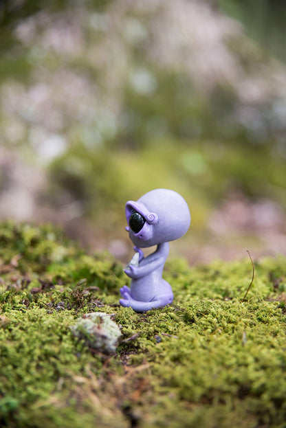 Purple Alien Mish w/ black agate eyes & fluorite #142