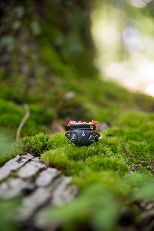Black Cauldron w/ Orange Flower Potion Spore #53